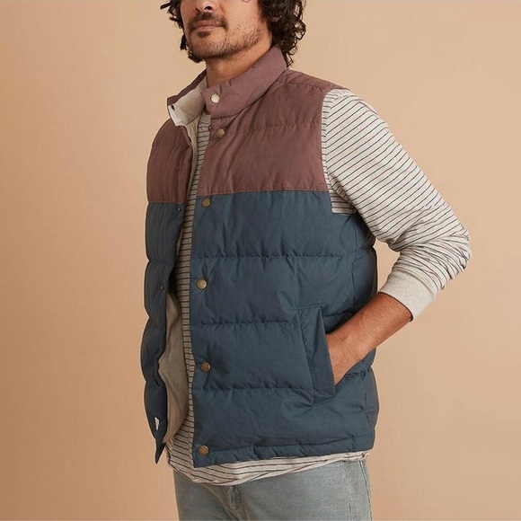 Marine Layer Sequoia Flannel Lined Down Puffer Vest - Picture 1 of 7